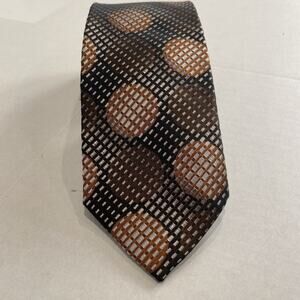 Jon Randall Collection Brown Silk Tie Italian Design Dot Jacquard Necktie